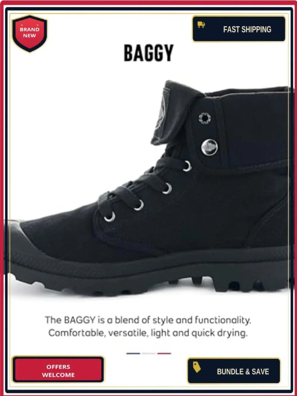 Palladium Women's Vegan Canvas Lace-Up Baggy Ankle Boot
